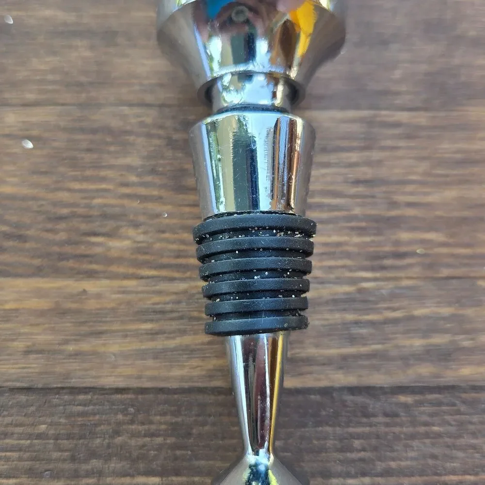 Set of 2 Christmas Wine Bottle Stoppers Snowflake Wonderful Wine Bar Decor